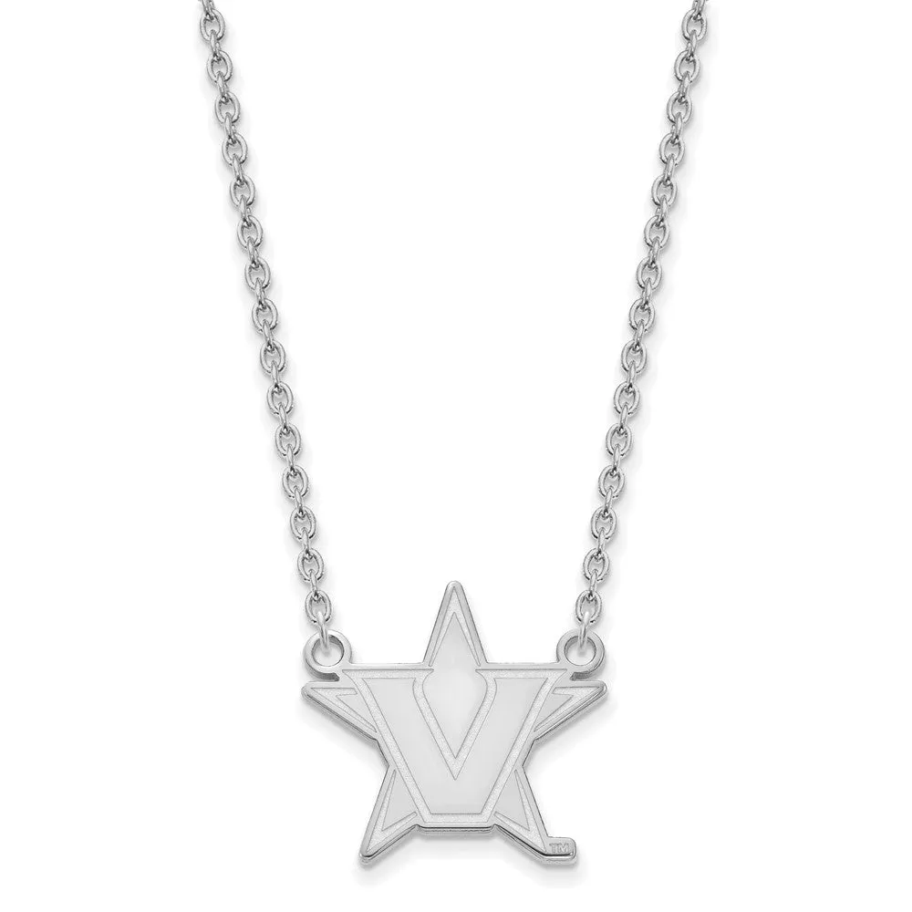 Sterling S. Rh-p Vanderbilt University Large Pendant w/Necklace