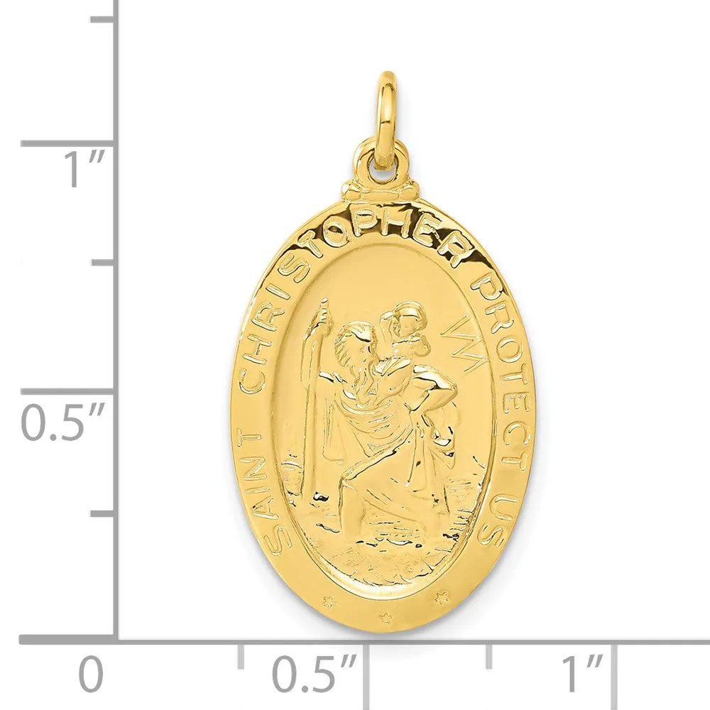 Sterling Silver 24k Gold-plated Tennis Saint Christopher Medal Pendant