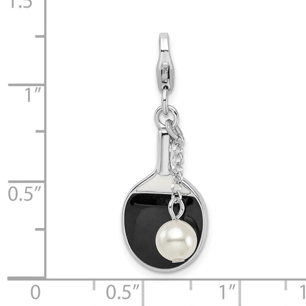 Sterling Silver Amore La Vita Rhd-pl Enameled Imitation Pearl Paddle Charm