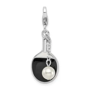 Sterling Silver Amore La Vita Rhd-pl Enameled Imitation Pearl Paddle Charm