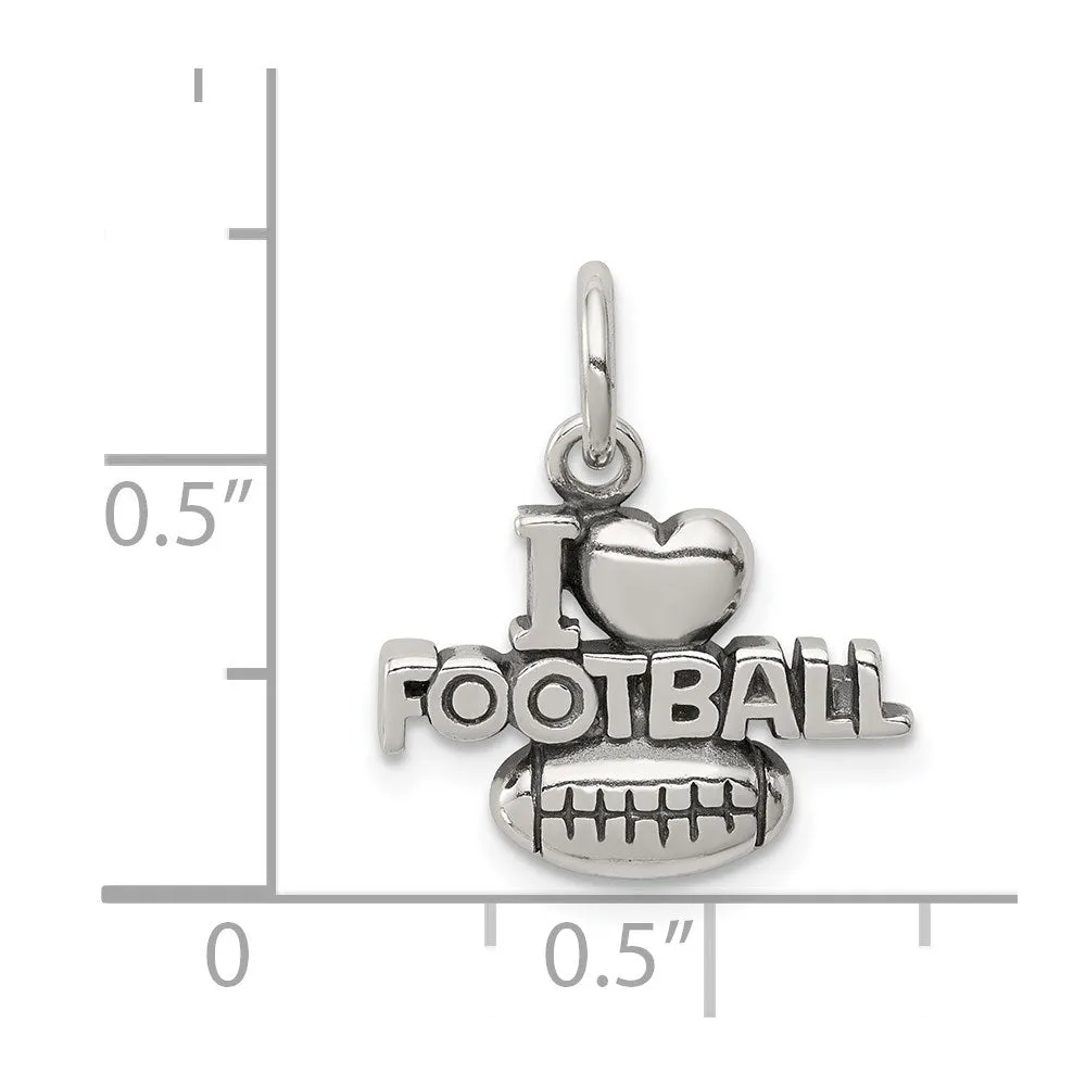 Sterling Silver Antique I (heart) Football Charm