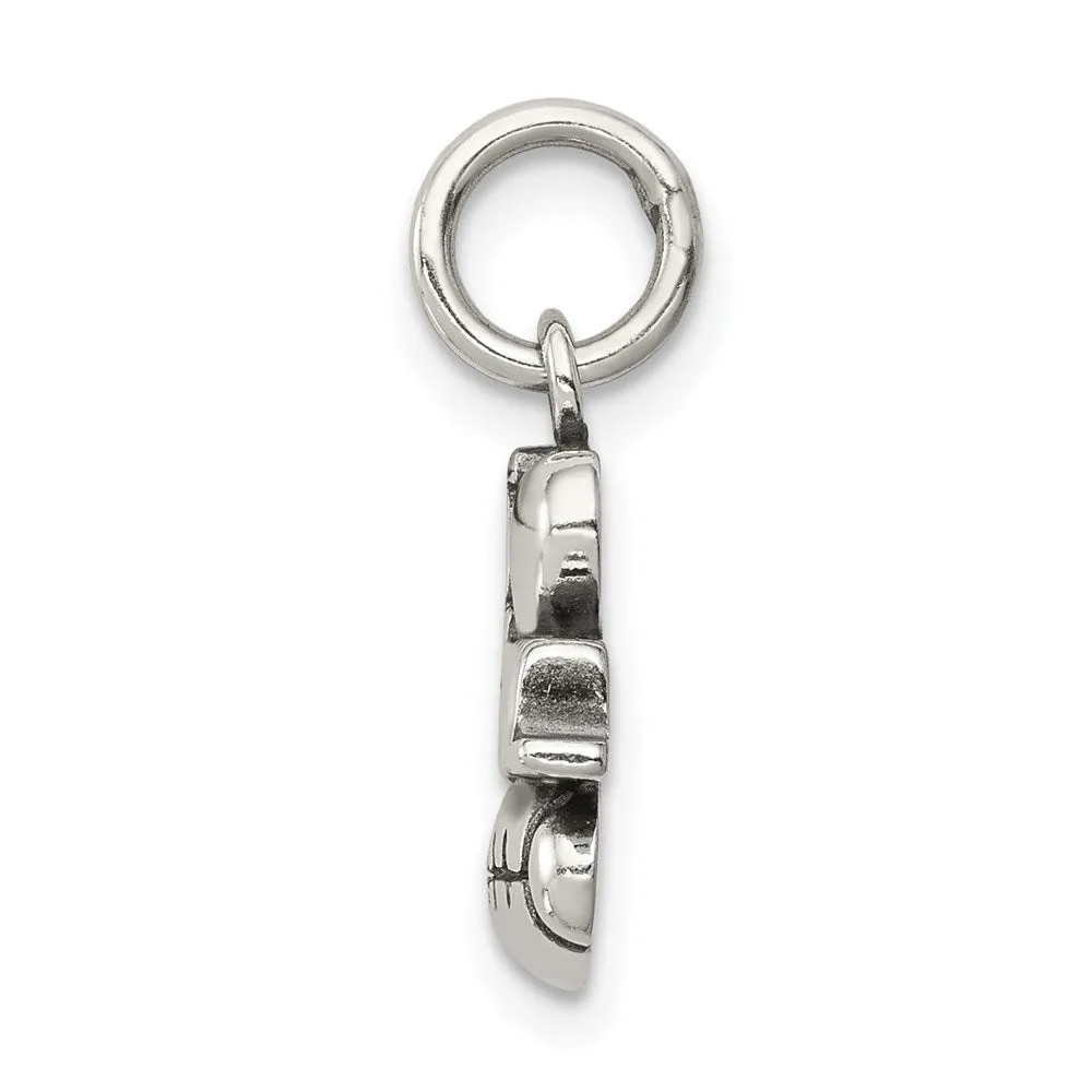 Sterling Silver Antique I (heart) Football Charm