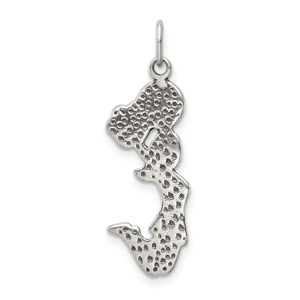 Sterling Silver Antiqued Cheerleader Charm