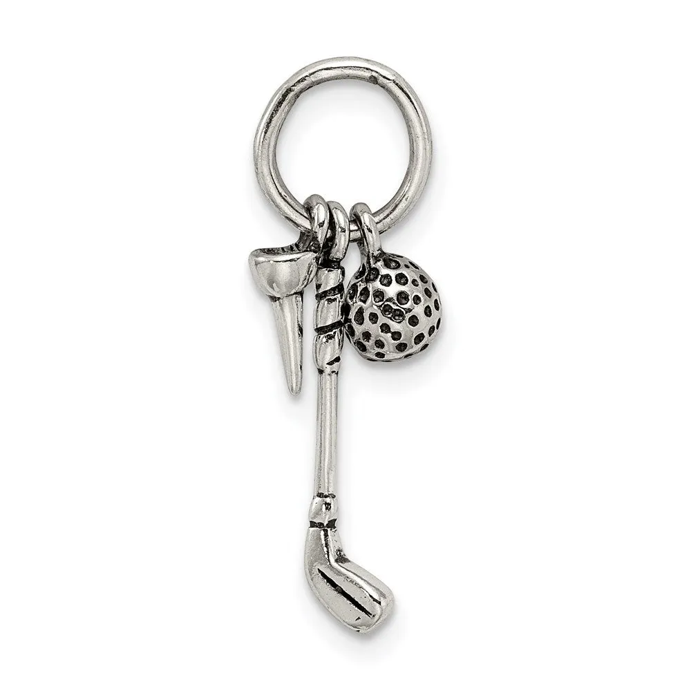 Sterling Silver Antiqued Golfer's Charm