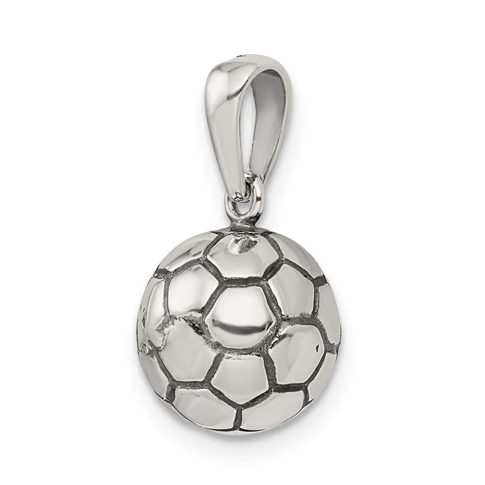 Sterling Silver Antiqued Soccer Ball Pendant