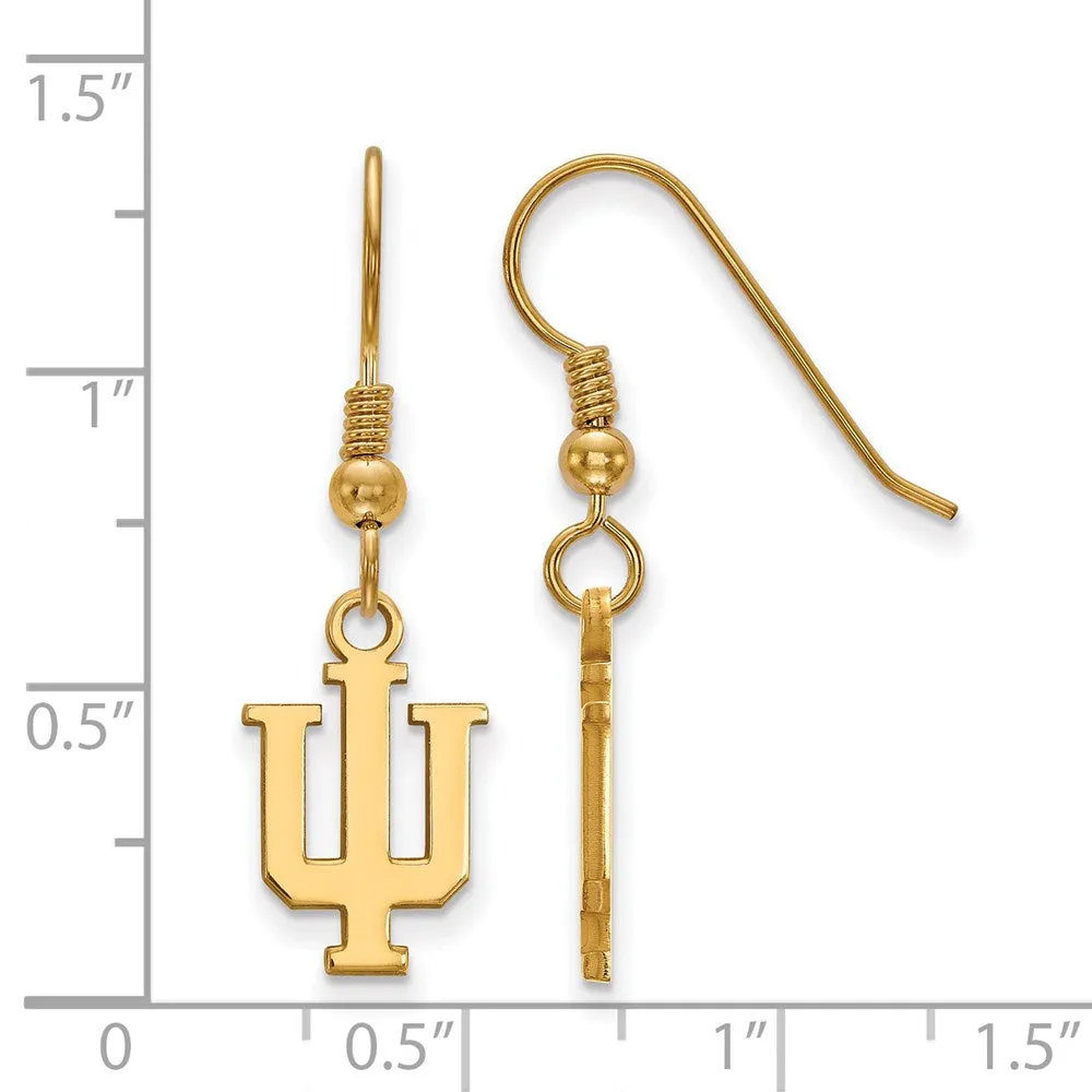 Sterling Silver Gold-plated Indiana University I-U Small Dangle Wire Earrings
