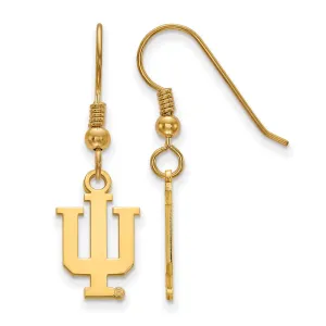 Sterling Silver Gold-plated Indiana University I-U Small Dangle Wire Earrings
