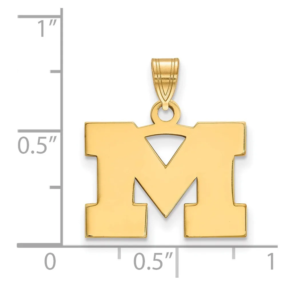 Sterling Silver Gold-plated University of Michigan Letter M Small Pendant