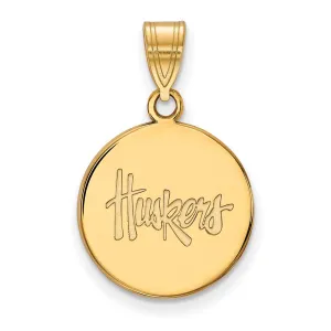 Sterling Silver Gold-plated University of Nebraska Huskers Medium Disc Pendant