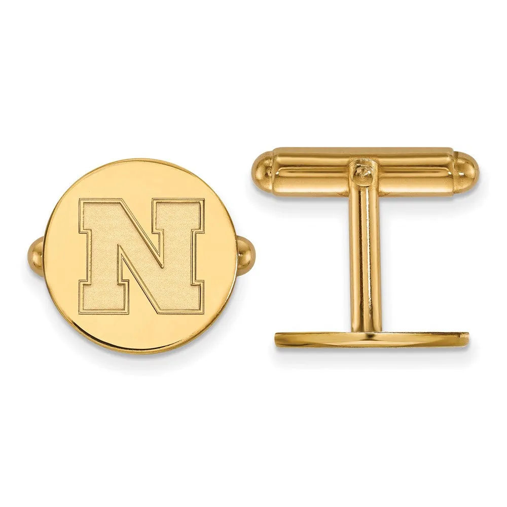 Sterling Silver Gold-plated University of Nebraska Letter N Cuff Links