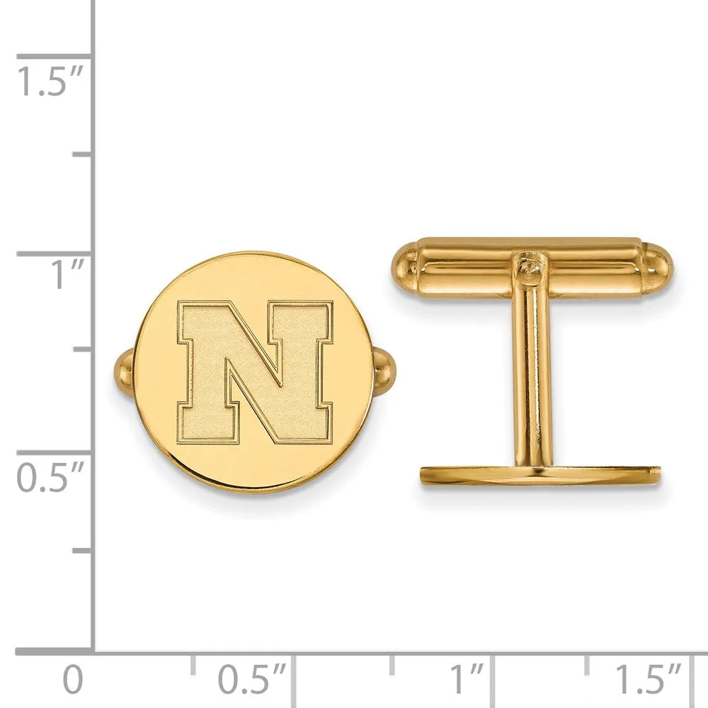 Sterling Silver Gold-plated University of Nebraska Letter N Cuff Links