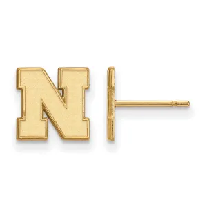 Sterling Silver Gold-plated University of Nebraska Letter N Extra Small Post Earrings