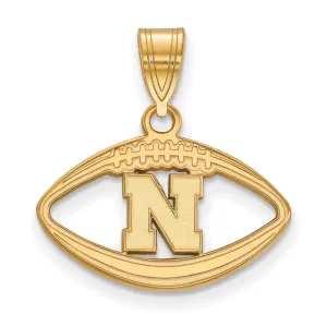 Sterling Silver Gold-plated University of Nebraska Letter N Football Pendant