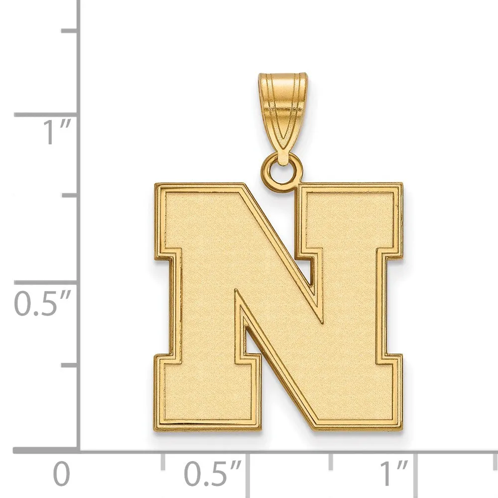 Sterling Silver Gold-plated University of Nebraska Letter N Large Pendant
