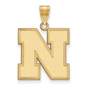 Sterling Silver Gold-plated University of Nebraska Letter N Large Pendant