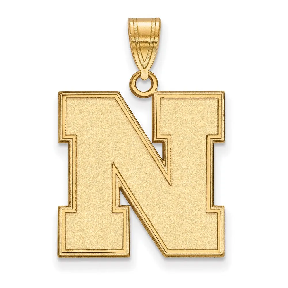 Sterling Silver Gold-plated University of Nebraska Letter N Large Pendant
