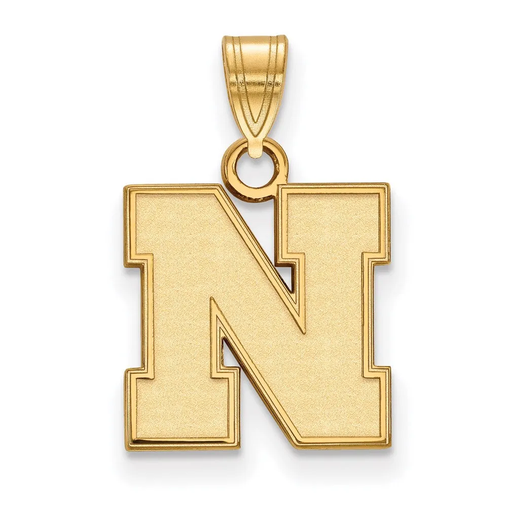 Sterling Silver Gold-plated University of Nebraska Letter N Small Pendant
