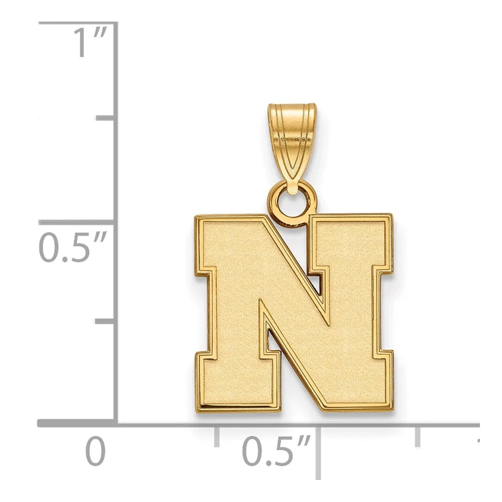 Sterling Silver Gold-plated University of Nebraska Letter N Small Pendant