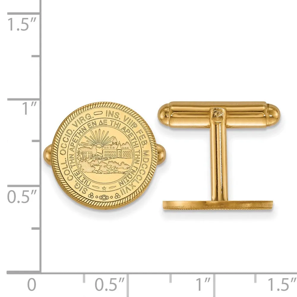 Sterling Silver Gold-plated West Virginia University Crest Cuff Links