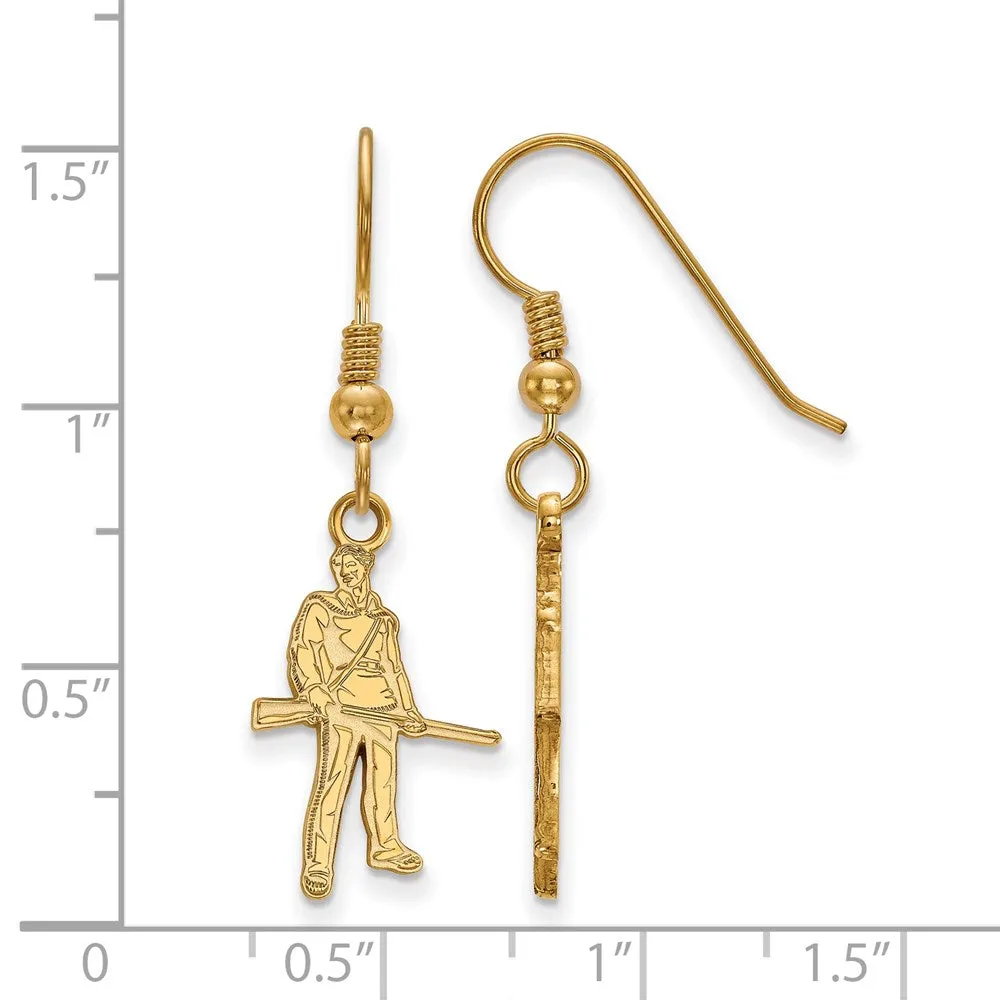 Sterling Silver Gold-plated West Virginia University Mountaineer Small Dangle Wire Earrings