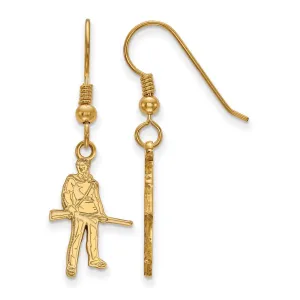 Sterling Silver Gold-plated West Virginia University Mountaineer Small Dangle Wire Earrings