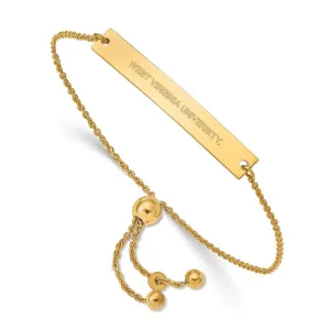 Sterling Silver Gold-plated West Virginia University Small Bar Adjustable 9 inch Bracelet