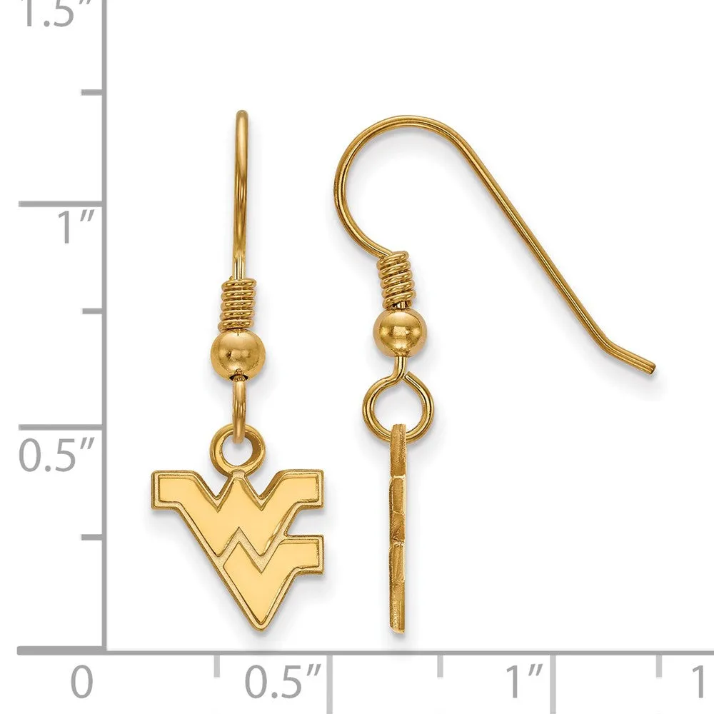 Sterling Silver Gold-plated West Virginia University W-V Extra Small Dangle Wire Earrings
