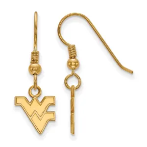 Sterling Silver Gold-plated West Virginia University W-V Extra Small Dangle Wire Earrings