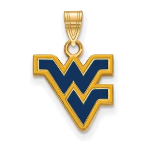 Sterling Silver Gold-plated West Virginia University W-V Small Enameled Pendant