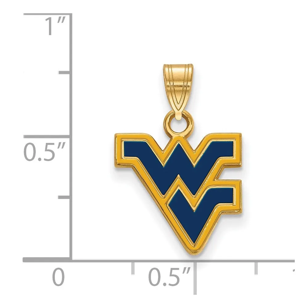 Sterling Silver Gold-plated West Virginia University W-V Small Enameled Pendant