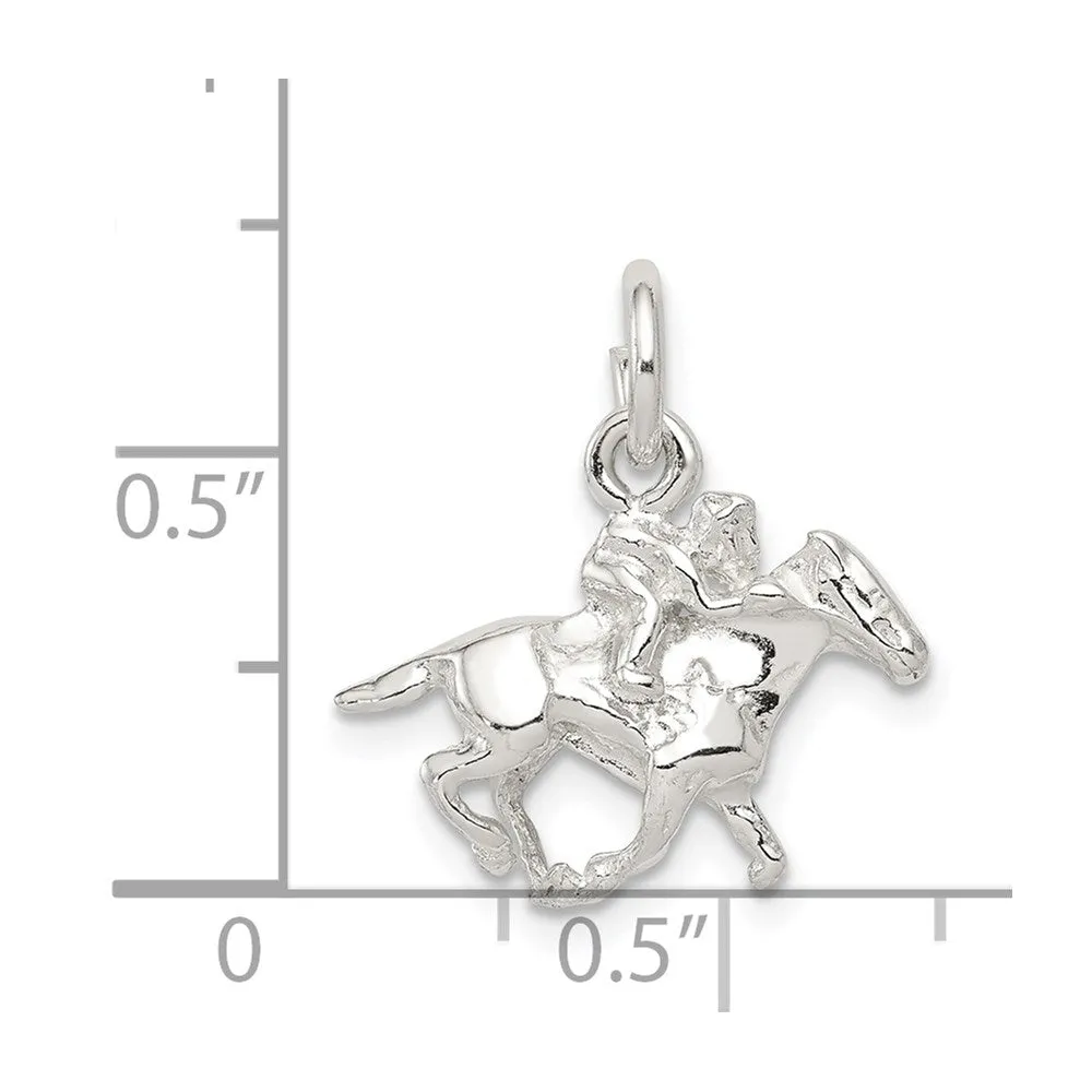 Sterling Silver Horse w/Rider Charm