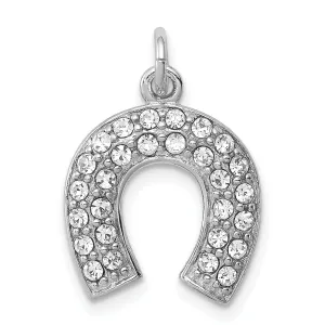 Sterling Silver Polish Horseshoe Crystal Charm