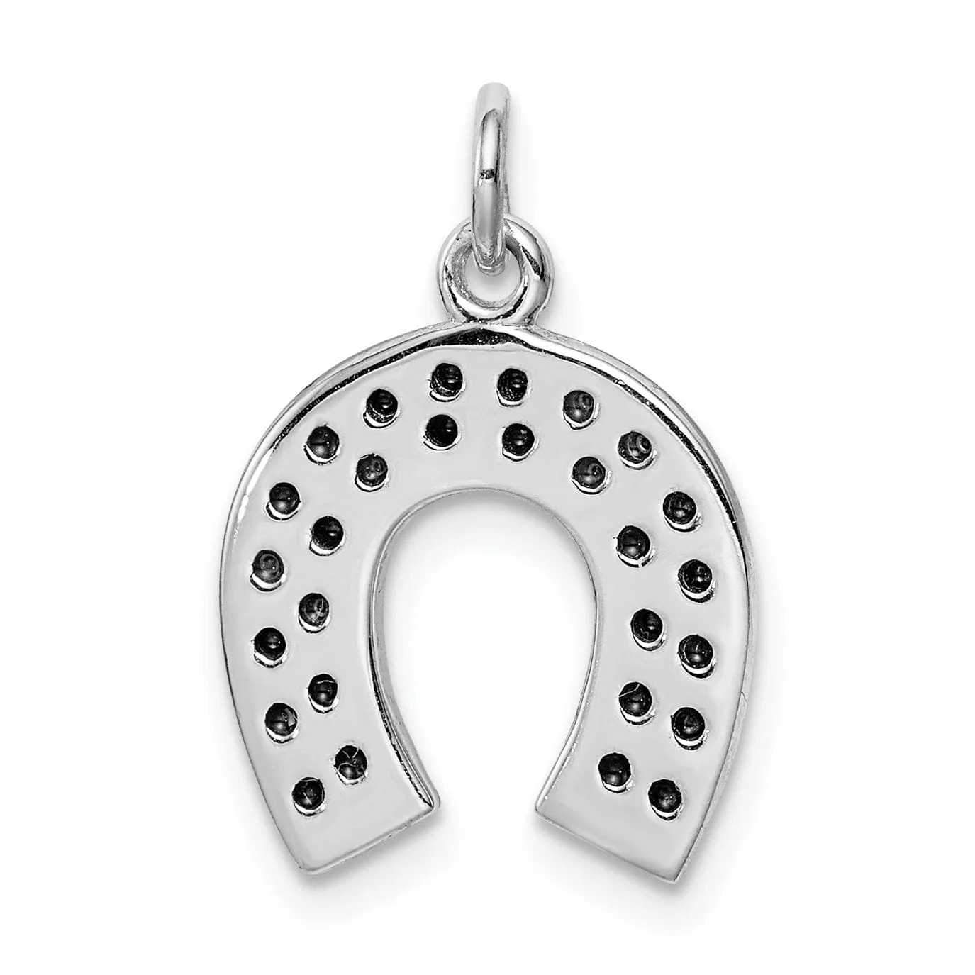 Sterling Silver Polish Horseshoe Crystal Charm