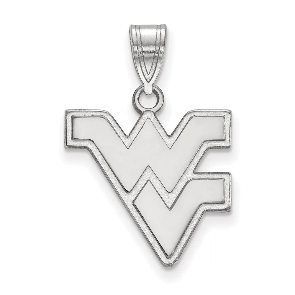 Sterling Silver Rhodium-plated West Virginia University W-V Medium Pendant