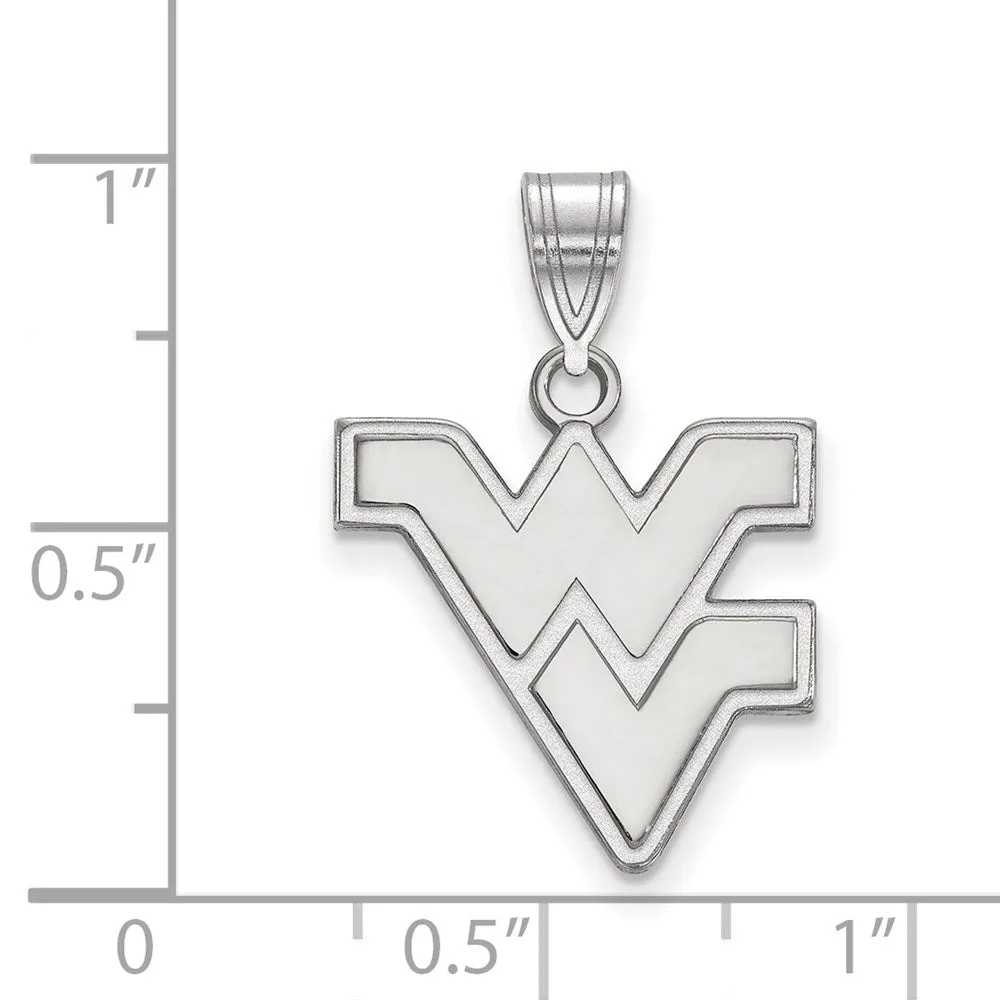 Sterling Silver Rhodium-plated West Virginia University W-V Medium Pendant