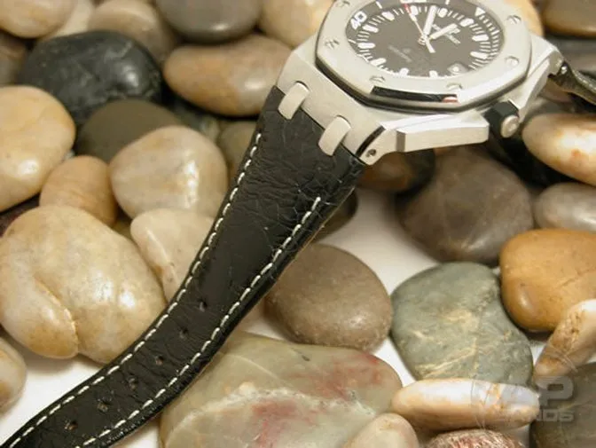 Struzzo Black Ostrich Leather Strap For Audemars Piguet Royal Oak Offshore