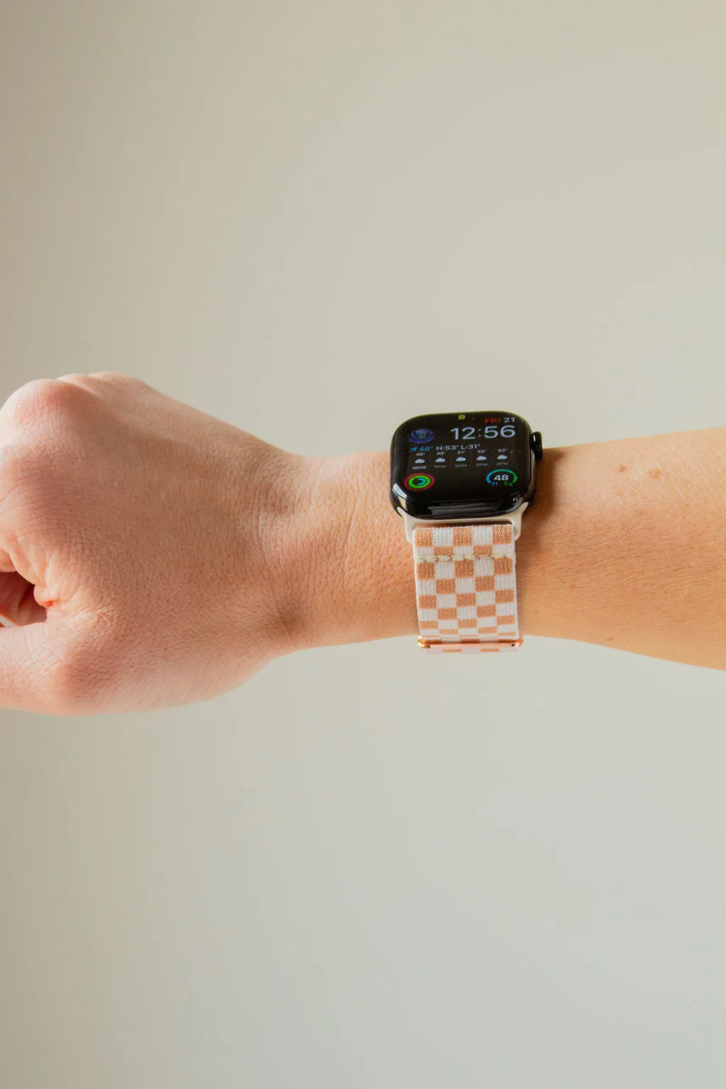 Tan Checkerboard Adjustable Elastic