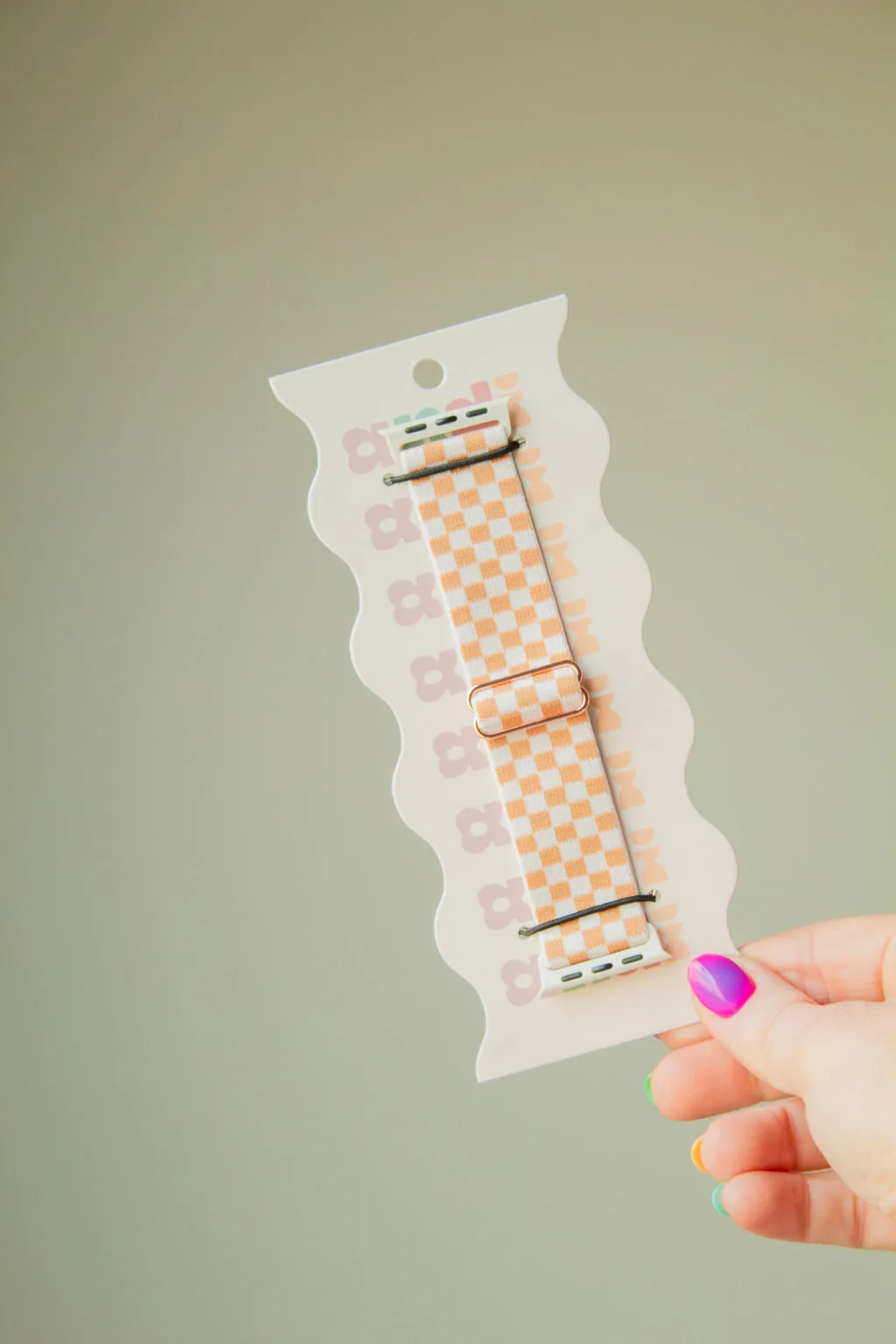 Tan Checkerboard Adjustable Elastic