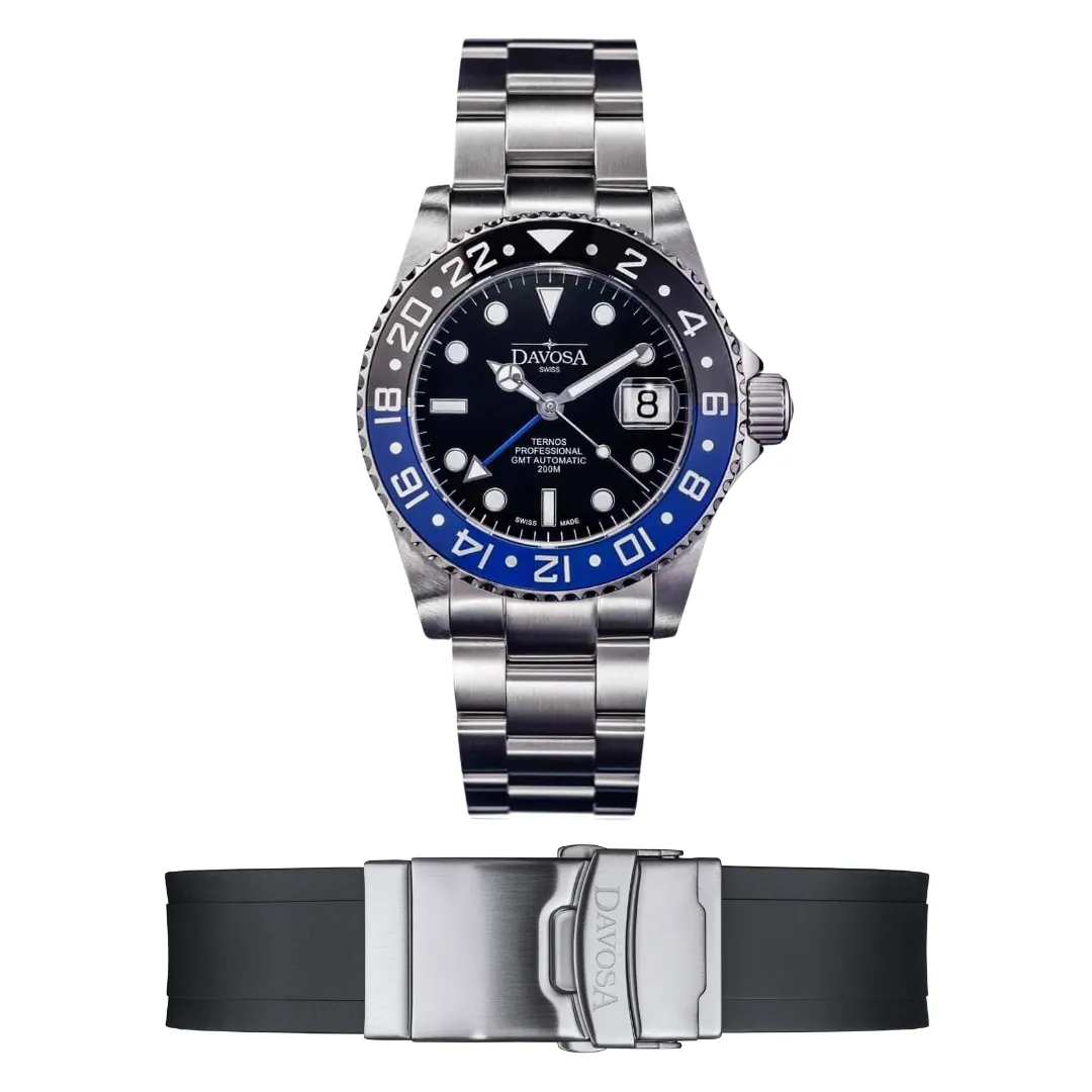 Ternos Professional GMT Black Blue 16157145   Extra Rubber Strap Bundle