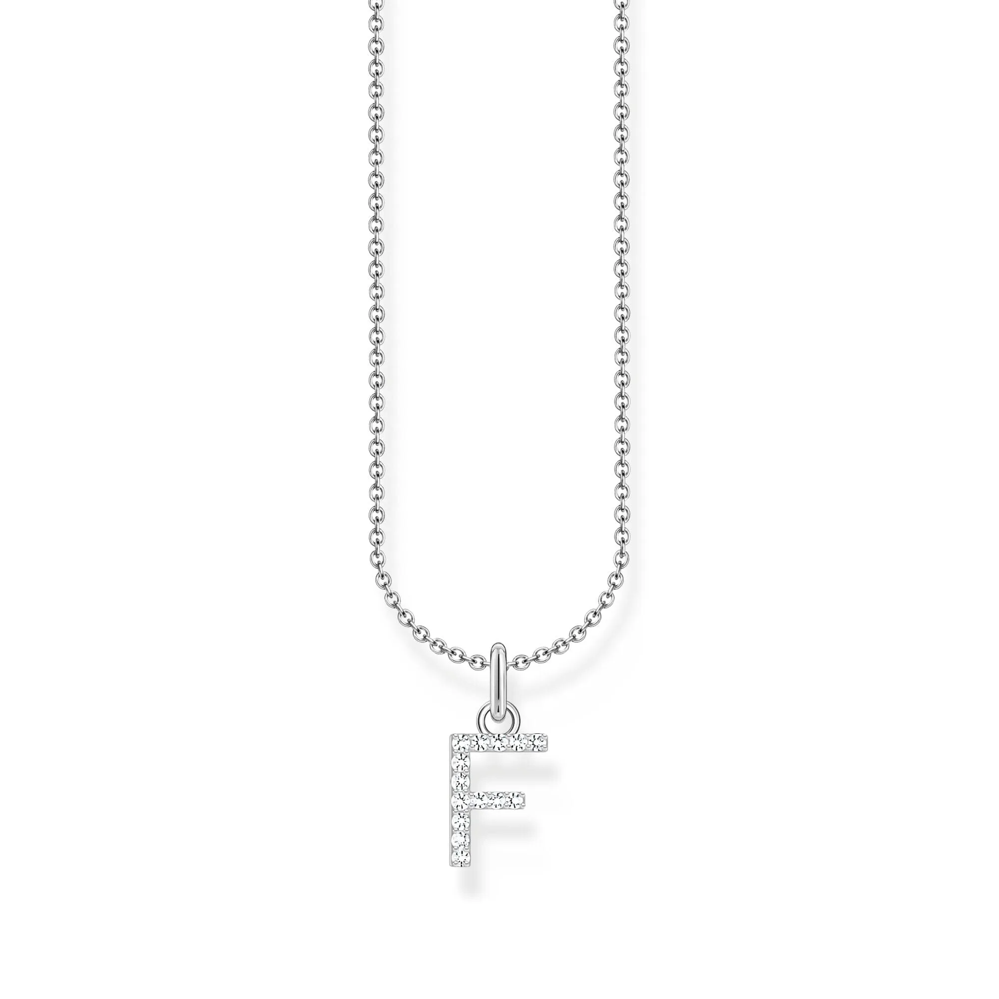 THOMAS SABO Necklace with letter pendant F and white zirconia - silver
