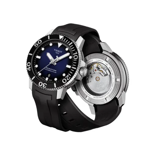 Tissot Seastar 1000 Powermatic 80 Mens Blue Dial Black Rubber Strap Watch