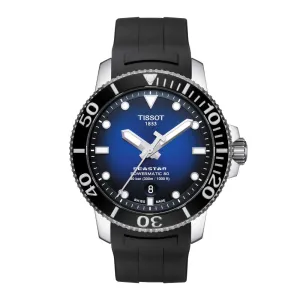 Tissot Seastar 1000 Powermatic 80 Mens Blue Dial Black Rubber Strap Watch