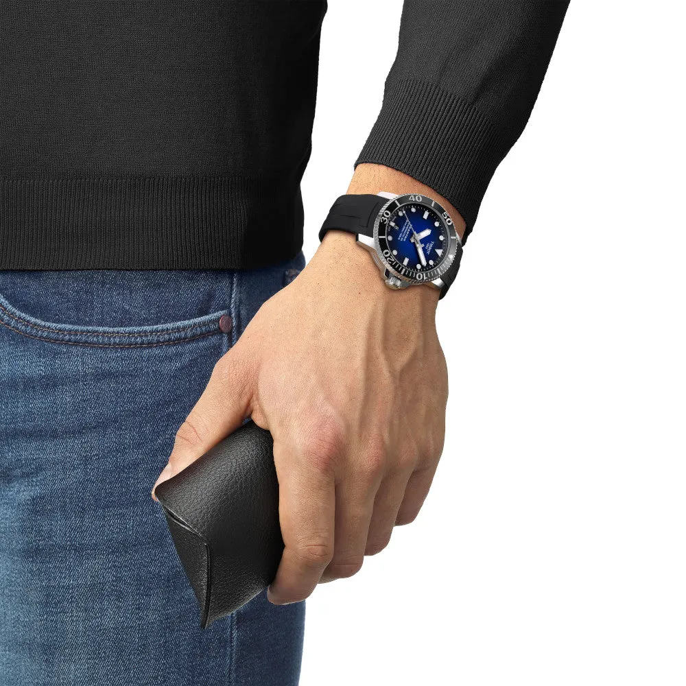 Tissot Seastar 1000 Powermatic 80 Mens Blue Dial Black Rubber Strap Watch