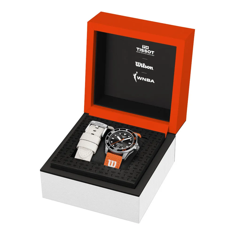Tissot Seastar WNBA Powermatic Interchangeable Orange or White Strap Black Dial Watch