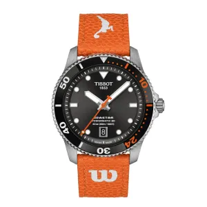 Tissot Seastar WNBA Powermatic Interchangeable Orange or White Strap Black Dial Watch