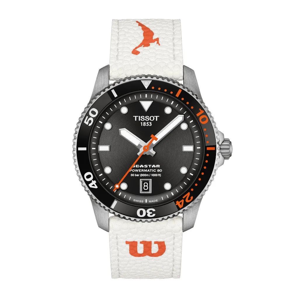 Tissot Seastar WNBA Powermatic Interchangeable Orange or White Strap Black Dial Watch