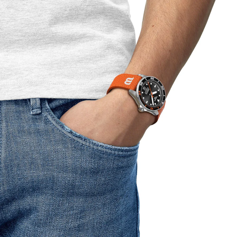 Tissot Seastar WNBA Powermatic Interchangeable Orange or White Strap Black Dial Watch