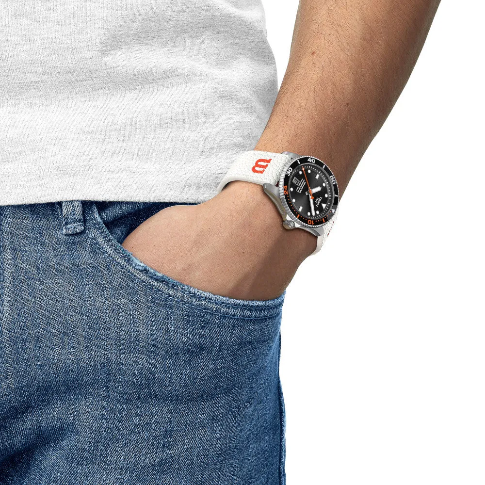 Tissot Seastar WNBA Powermatic Interchangeable Orange or White Strap Black Dial Watch