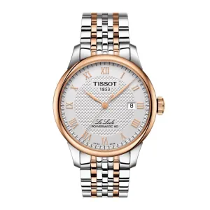 Tissot Watch Le Locle Powermatic 80 39.3mm Automatic Silver Steel Finish Pvd Gold Pink T006.407.22.033.00