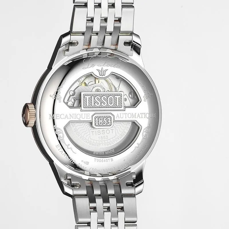 Tissot Watch Le Locle Powermatic 80 39.3mm Automatic Silver Steel Finish Pvd Gold Pink T006.407.22.033.00